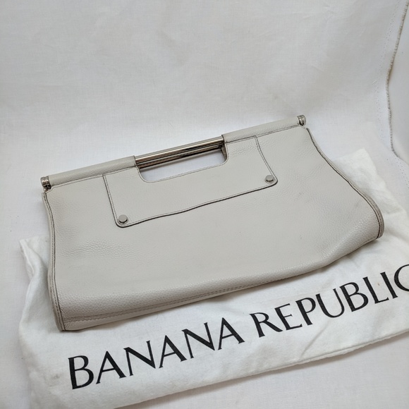 Banana Republic Bone Colored Leather Clutch Purse Bags
